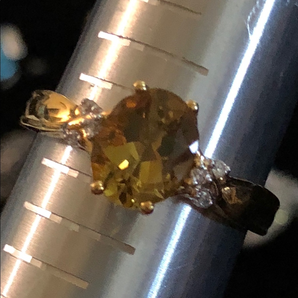 Karis Collection Citrine & White Topaz Ring sz9